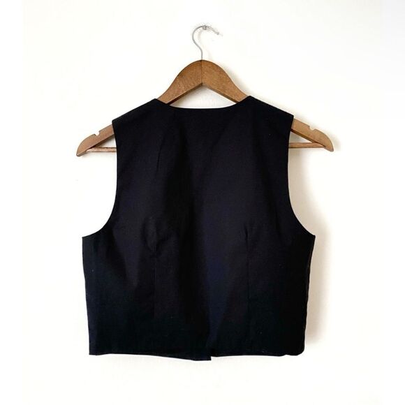 Veronica Beard NWT Black Shenari Button-Front Crop top in black size 8 - Picture 3 of 5